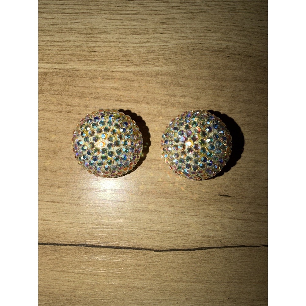 Richard Kerr Vintage Dome Earrings Rhinestone Clip On Earrings